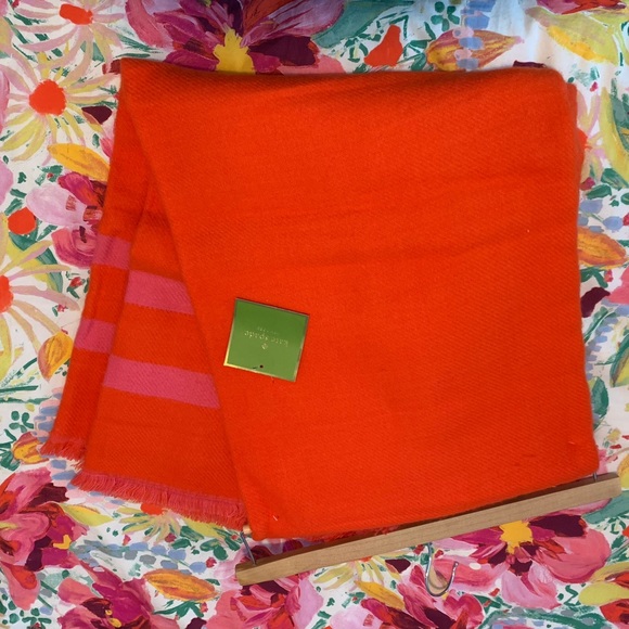 kate spade Bedding Nwt Kate Spade Throw Blanket Orange And Pink